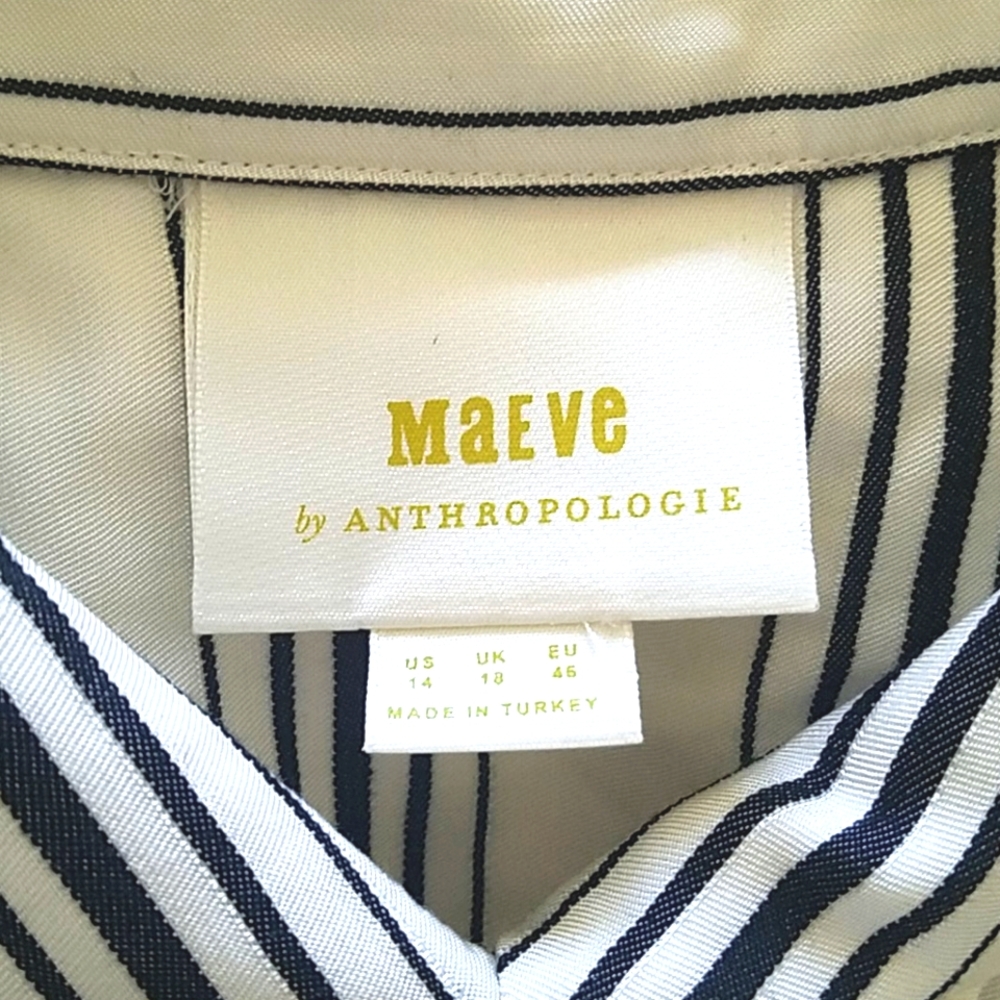 🎉HP🎉NWT Anthropologie White/black pinstripe dress. Size 14. - Picture 3 of 4